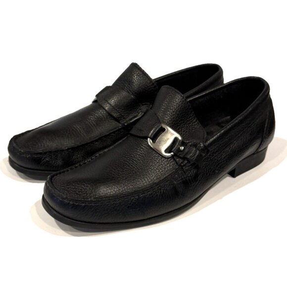 Sandro Moscoloni Men\'s Black Pebble Leather Palermo Loafer Slip On Loafer Size 9 main image 6